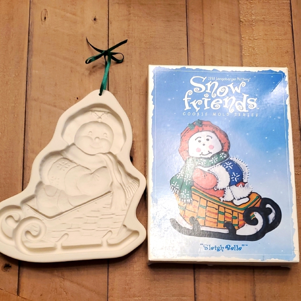 Longaberger 1998 Snow Friends Sleigh Belle Cookie Mold with Box